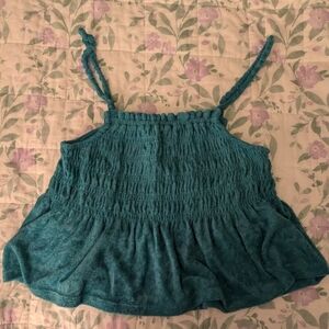 SO Women's Large Blue Turquoise Babydoll Crop Top